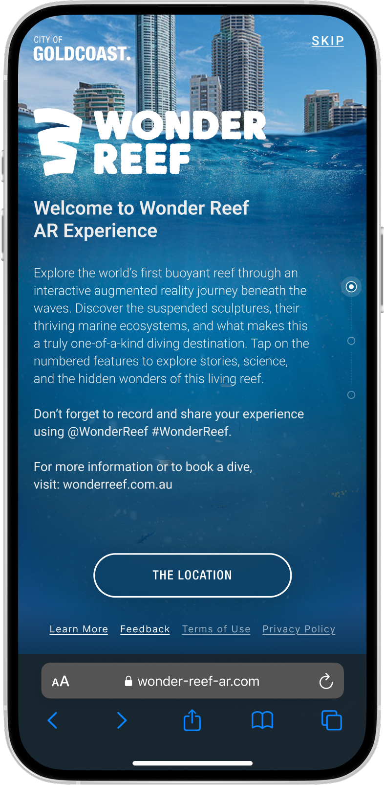 Wonder Reef - app onboarding screen