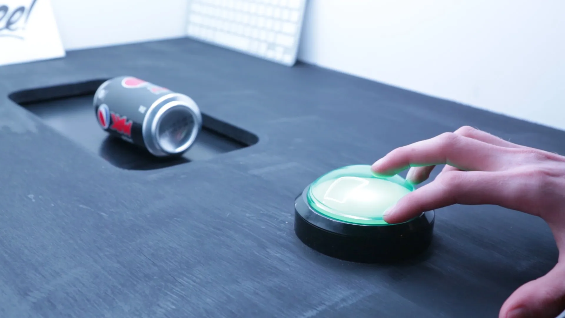 Person pressing button on reFILL
