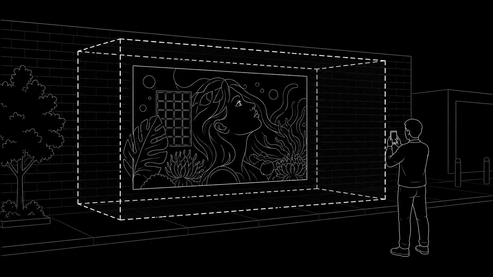 Diagram showing safe animation boundaries around an AR mural